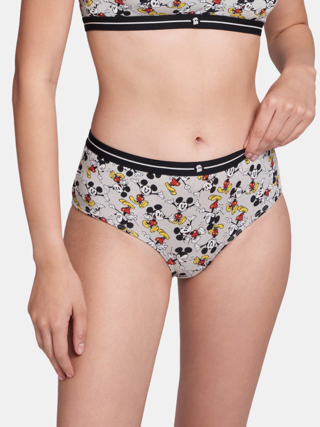 

The Souled Store Women Grey Mickey Mouse Printed Anti Bacterial Hipster Briefs