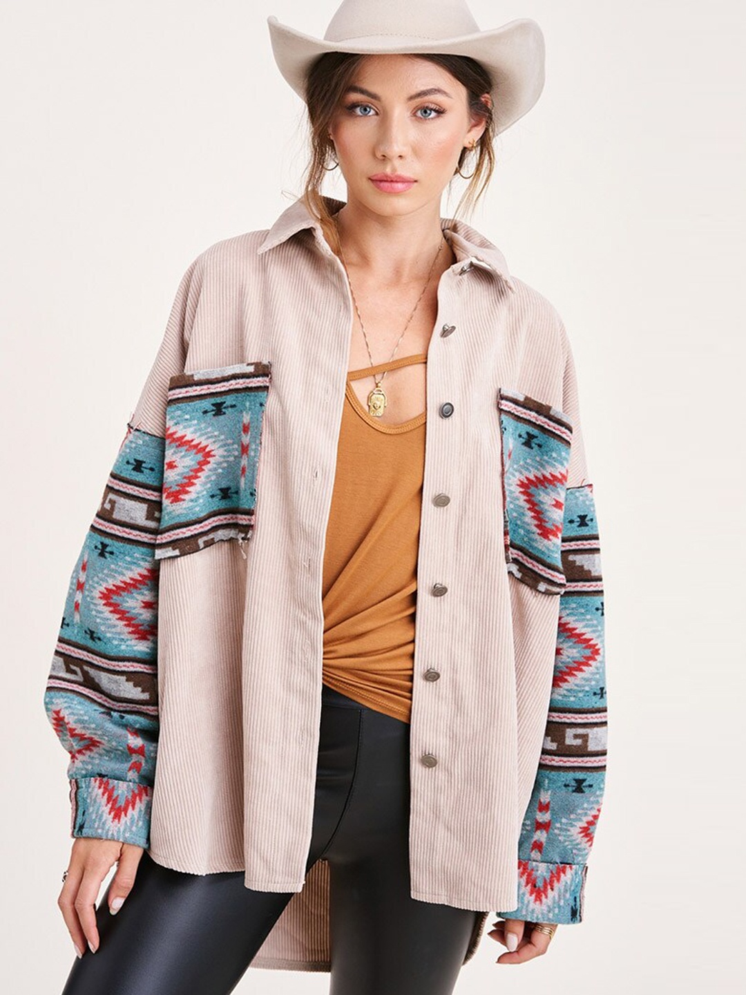 

StyleCast Women Pink Longline Tailored Jacket with Patchwork