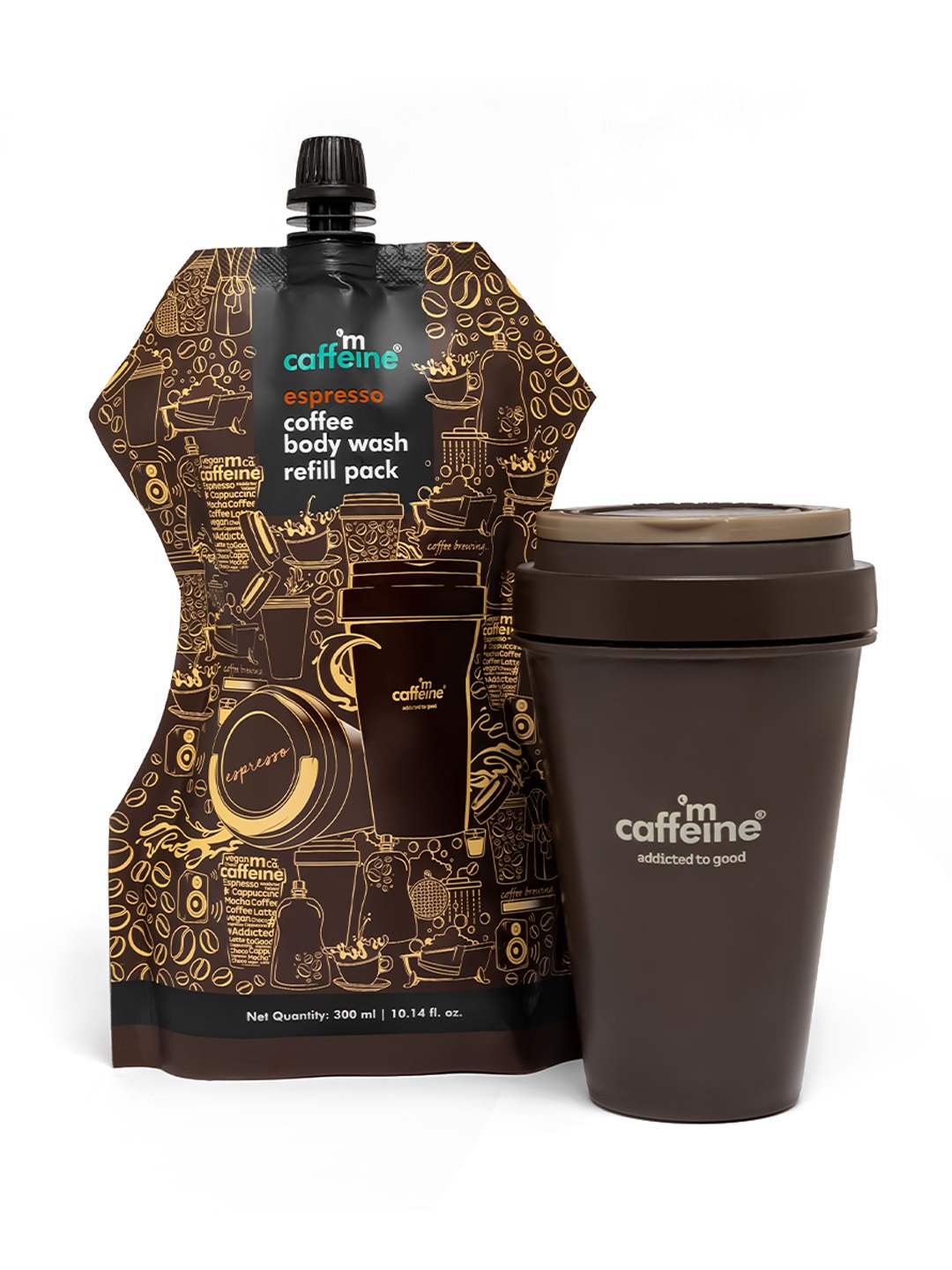 

MCaffeine Espresso Coffee Body Wash & Refill Pouch Duo - 300 ml Each, Brown