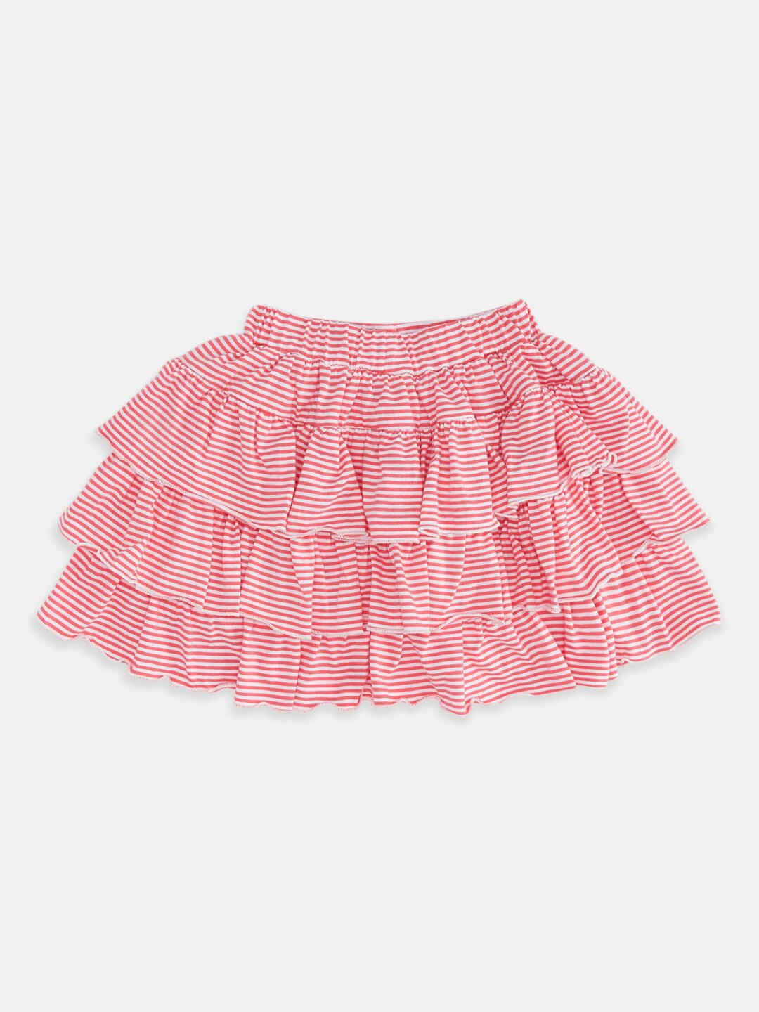 

Pantaloons Junior Girls Red & White Pure Cotton Flared Mini Skirt