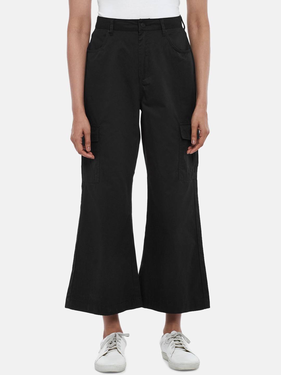 

People Women Black Bootcut High-Rise Trousers