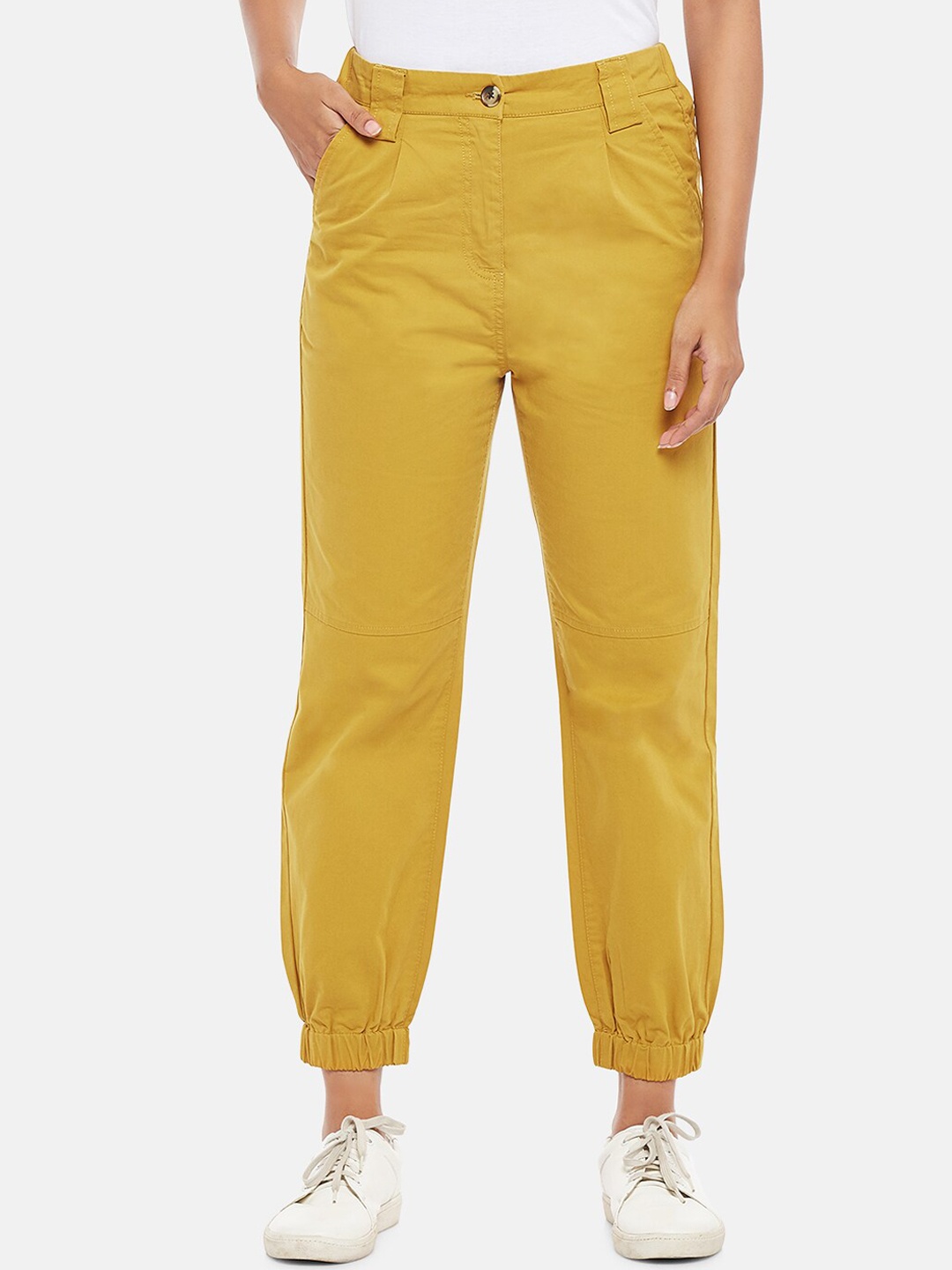 

People Women Mustard Yellow Joggers Trousers