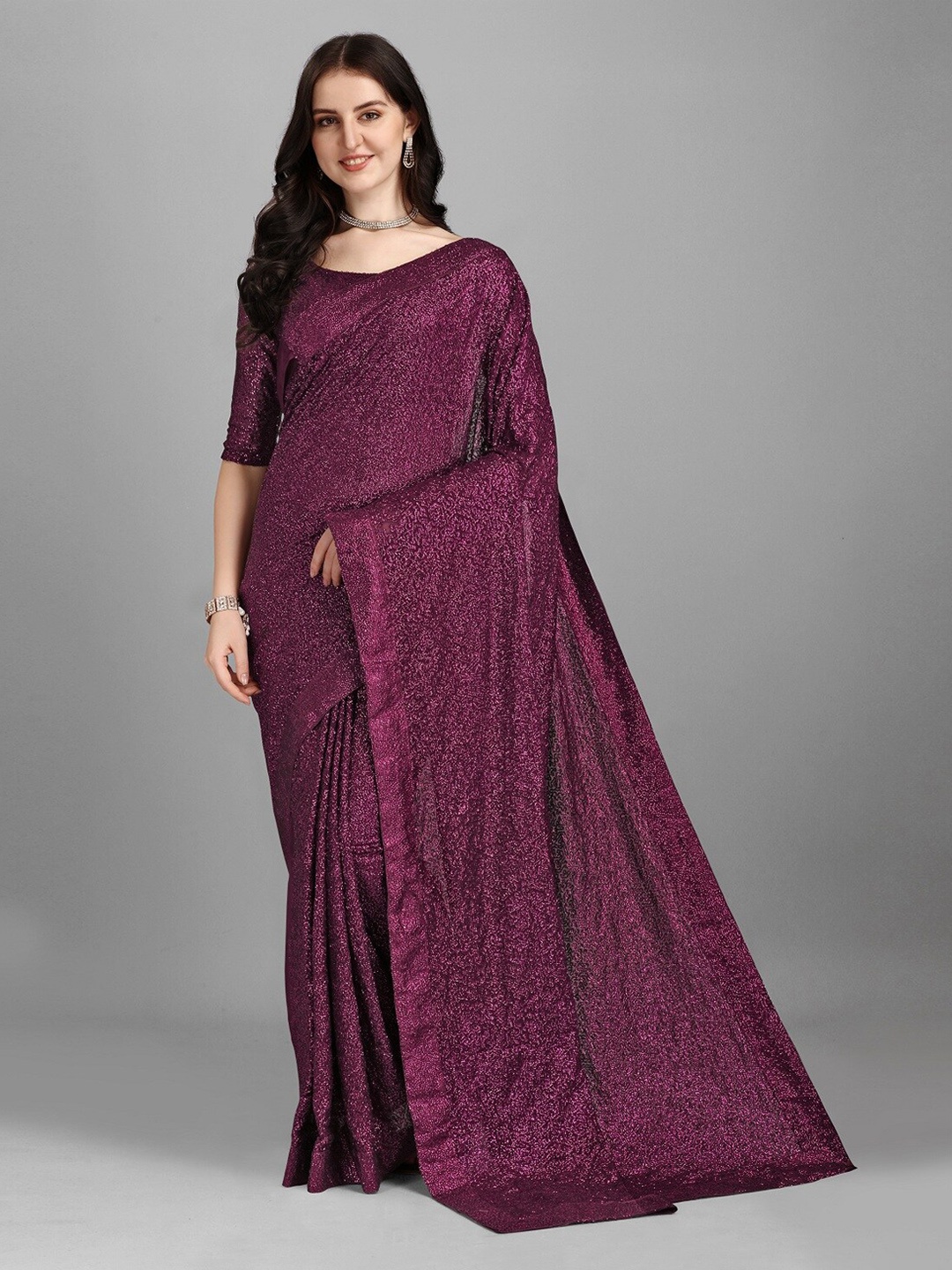 

Fashionuma Women Magenta Embellished Sequinned Saree