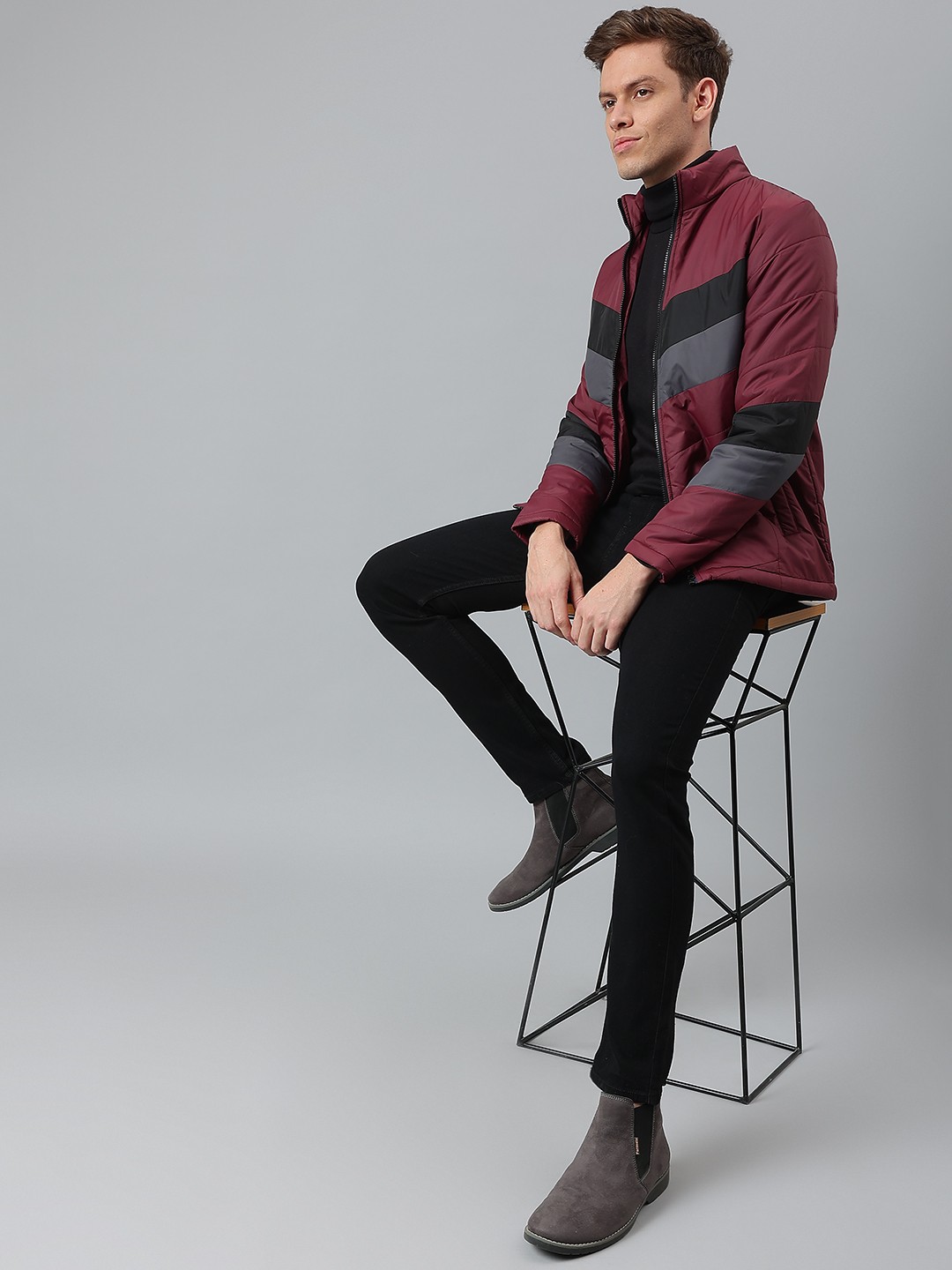 

Dennis Lingo Men Red Colourblocked Outdoor Padded Jacket