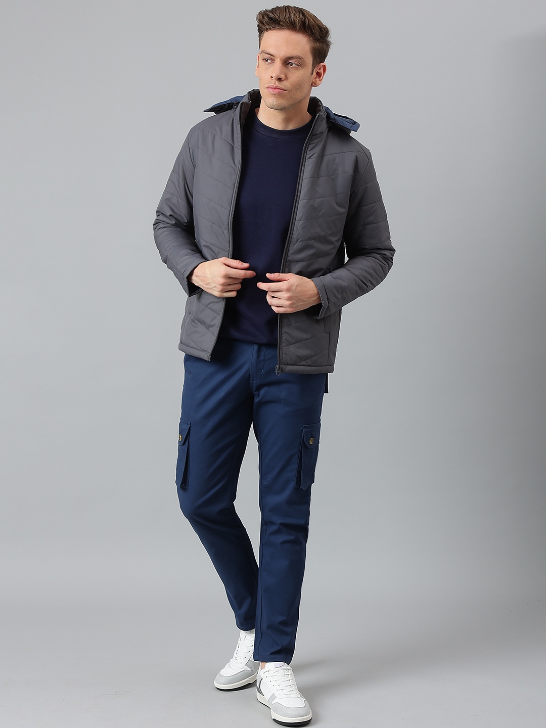 

Dennis Lingo Men Grey Outdoor Puffer Jacket