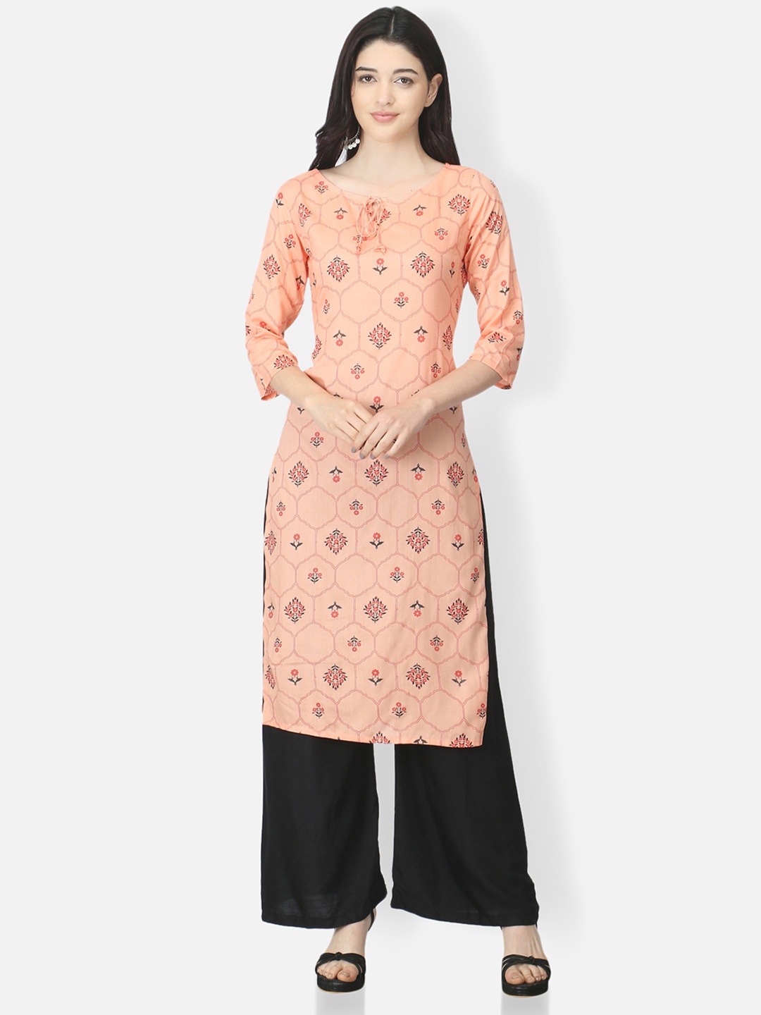 

FEMMIBELLA Women Pink Ethnic Motifs Printed Floral Kurta