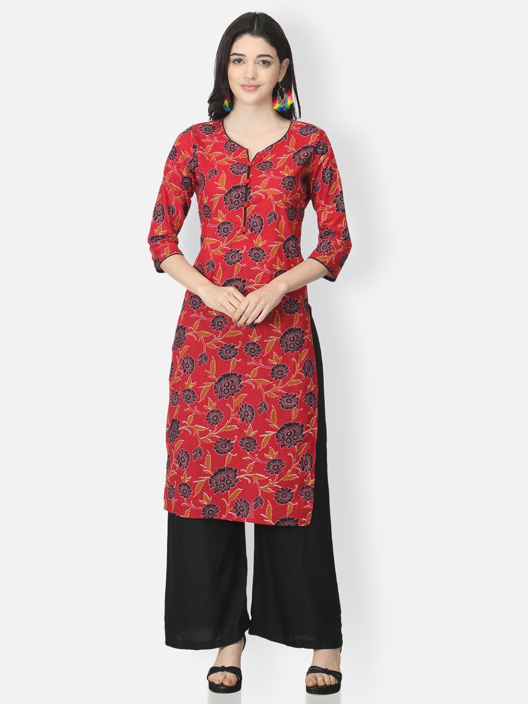 

FEMMIBELLA Women Red Floral Printed Kurta