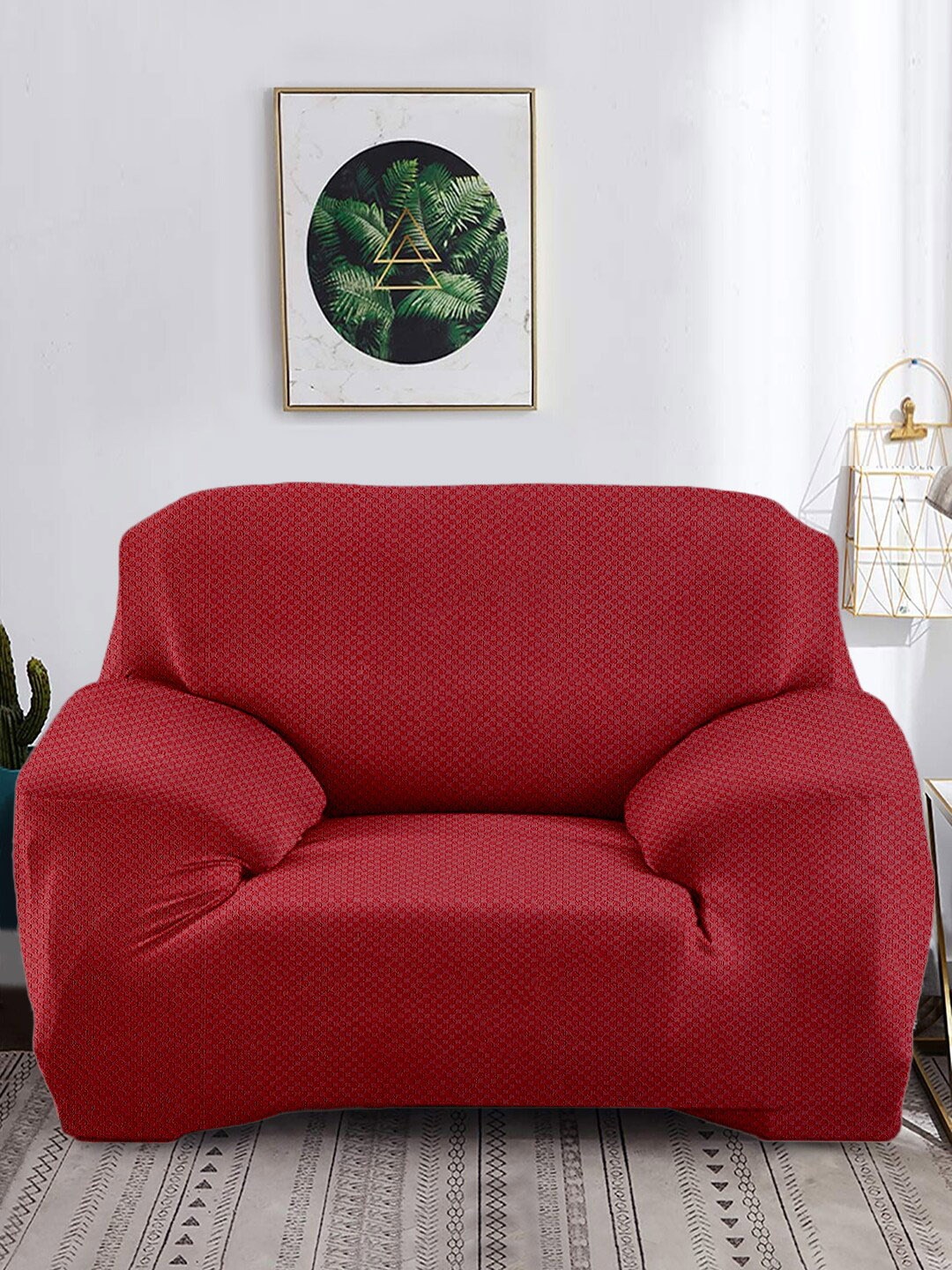 

Cortina Maroon Jacquard 1 Seater Stretchable Non-Slip Sofa Cover