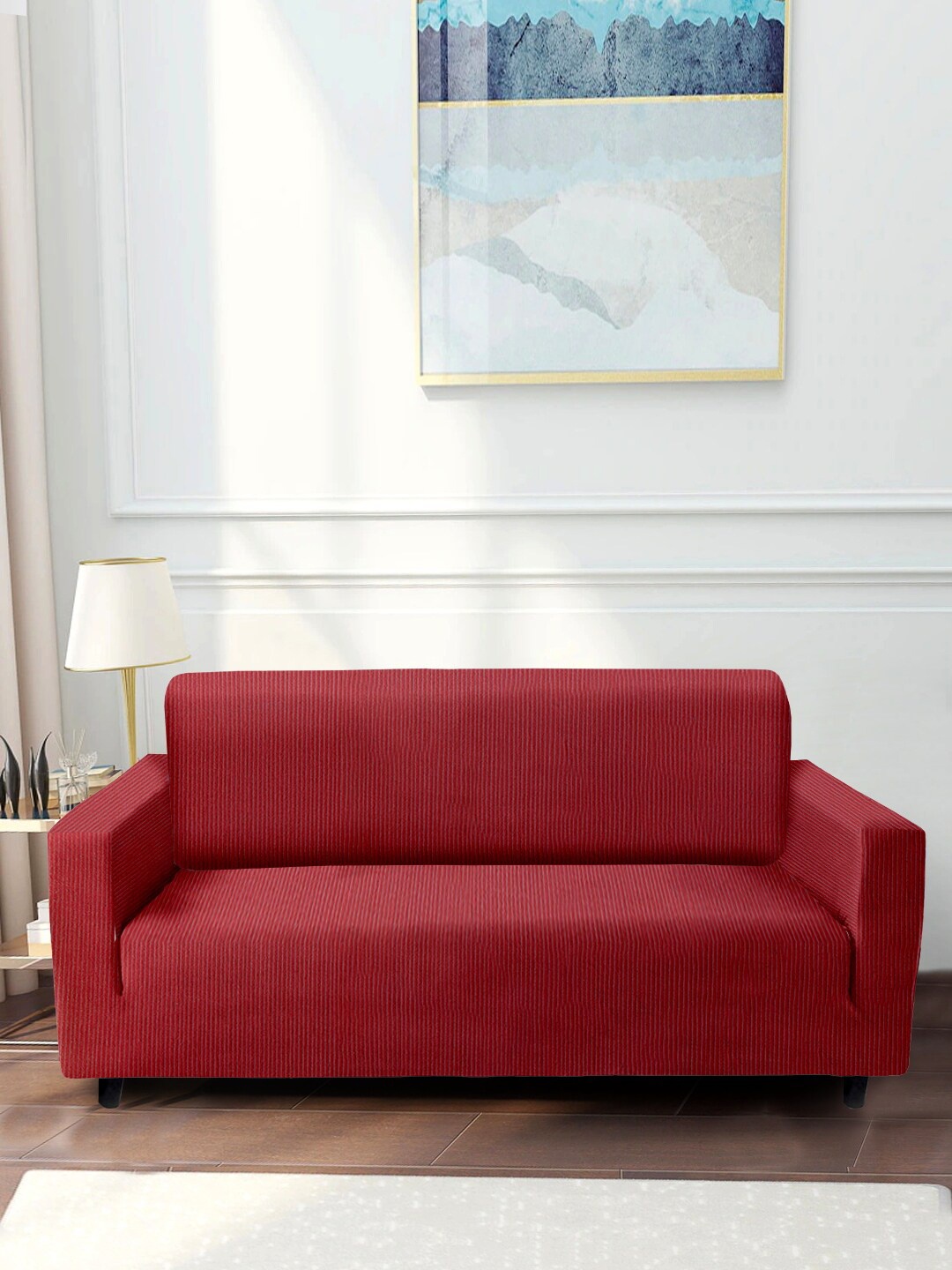 

Cortina Maroon Printed 3-Seater Stretchable Non-Slip Sofa Slipcover