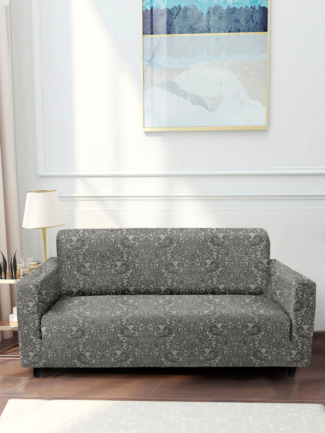 

Cortina Grey Printed 2-Seater Stretchable Non-Slip Sofa Slipcover