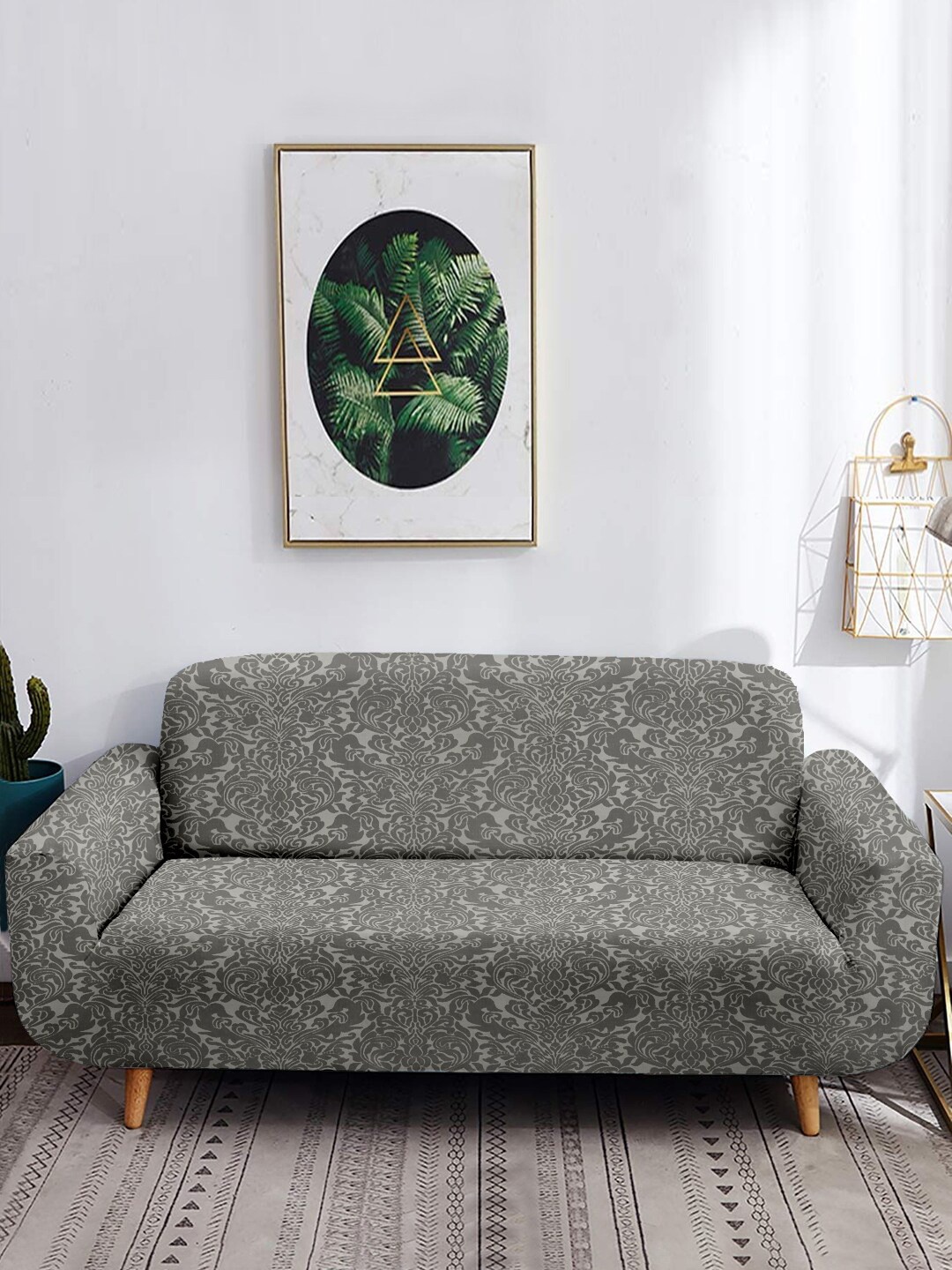 

Cortina Grey Checkered Jacquard 4 Seater Stretchable Non-Slip Sofa Cover