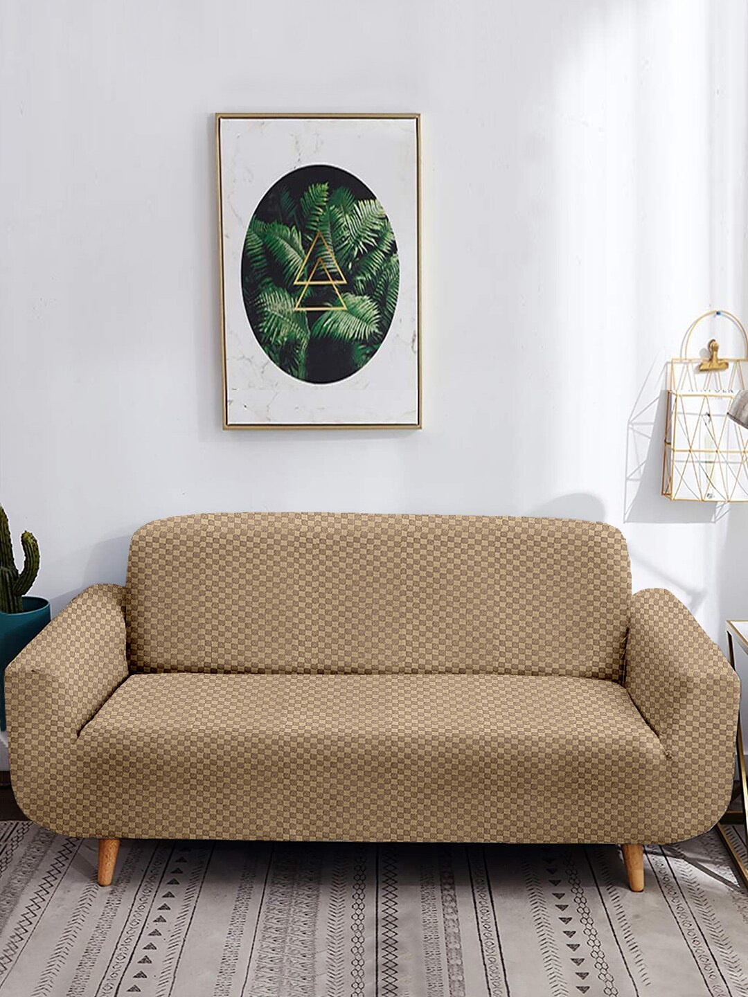 

Cortina Beige Printed 4-Seater Stretchable Non-Slip Sofa Slipcover