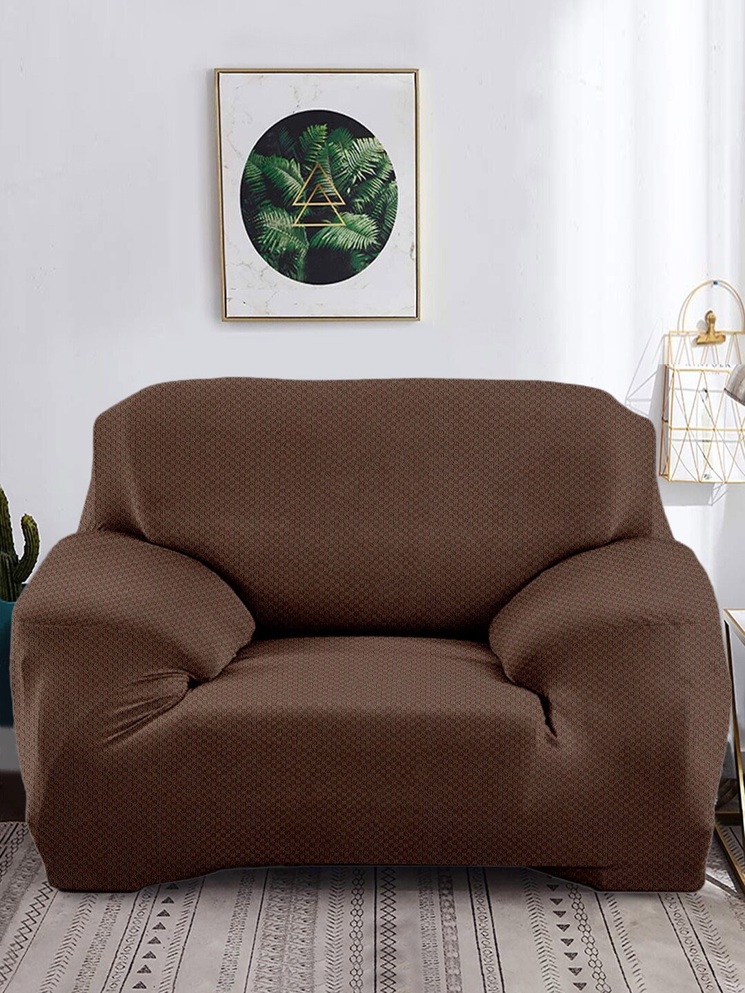

Cortina Brown Printed 1-Seater Stretchable Non-Slip Sofa Slipcover