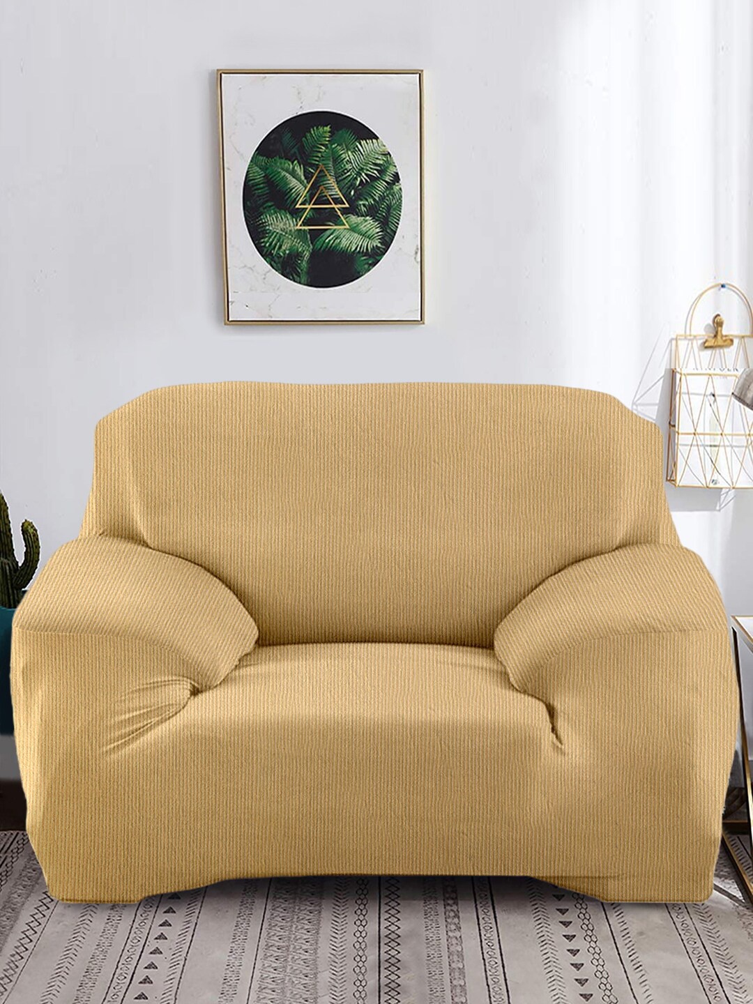 

Cortina Beige Printed 2-Seater Stretchable Non-Slip Sofa Slipcover