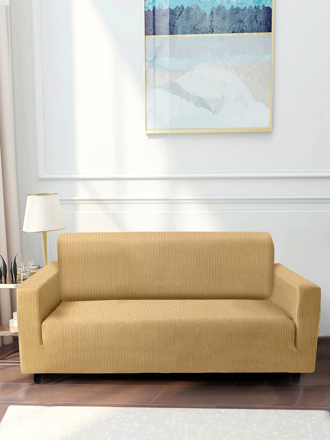 

Cortina Beige Printed 3-Seater Stretchable Non-Slip Sofa Slipcover, Cream