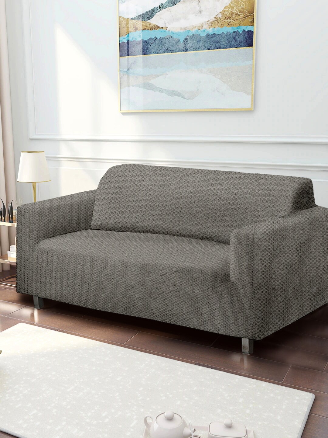 

Cortina Grey Jacquard 4 Seater Stretchable Non-Slip Sofa Cover