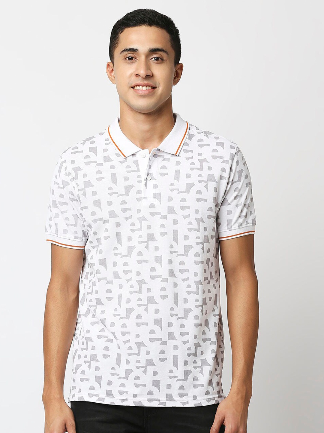 

Pepe Jeans Men White Printed Polo Collar T-shirt