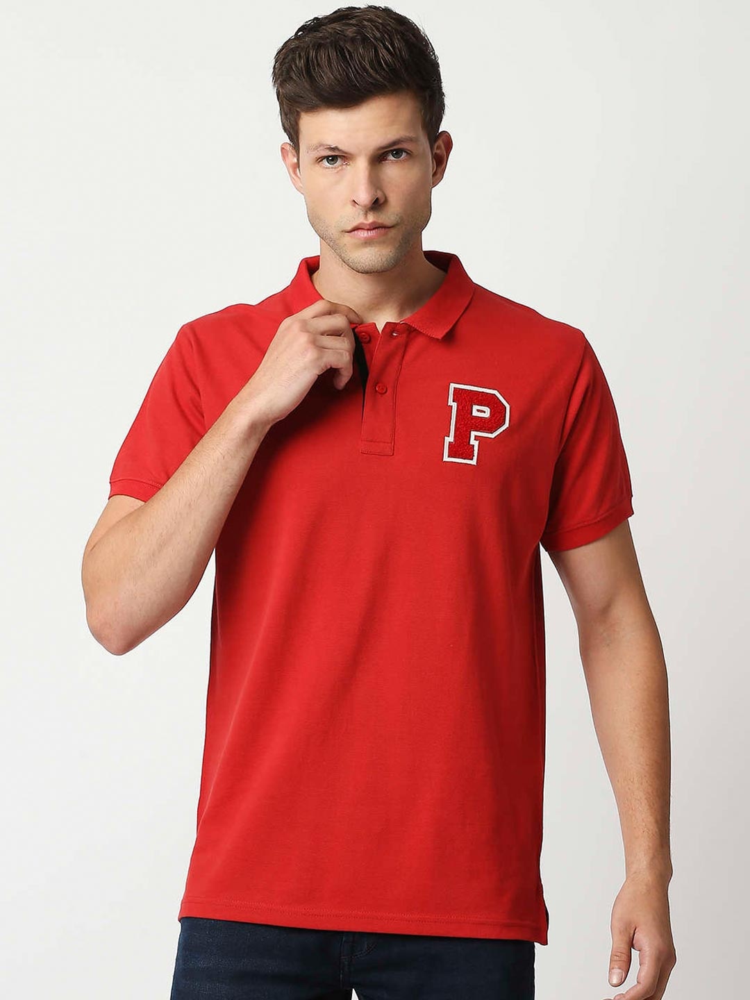 

Pepe Jeans Men Red Polo Collar T-shirt