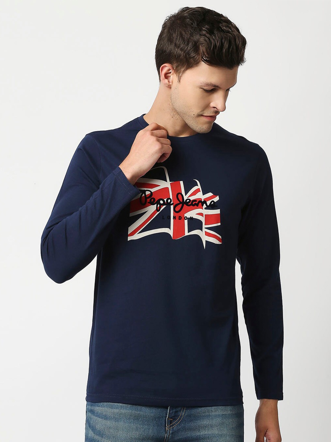 

Pepe Jeans Men Navy Blue Slim Fit T-shirt