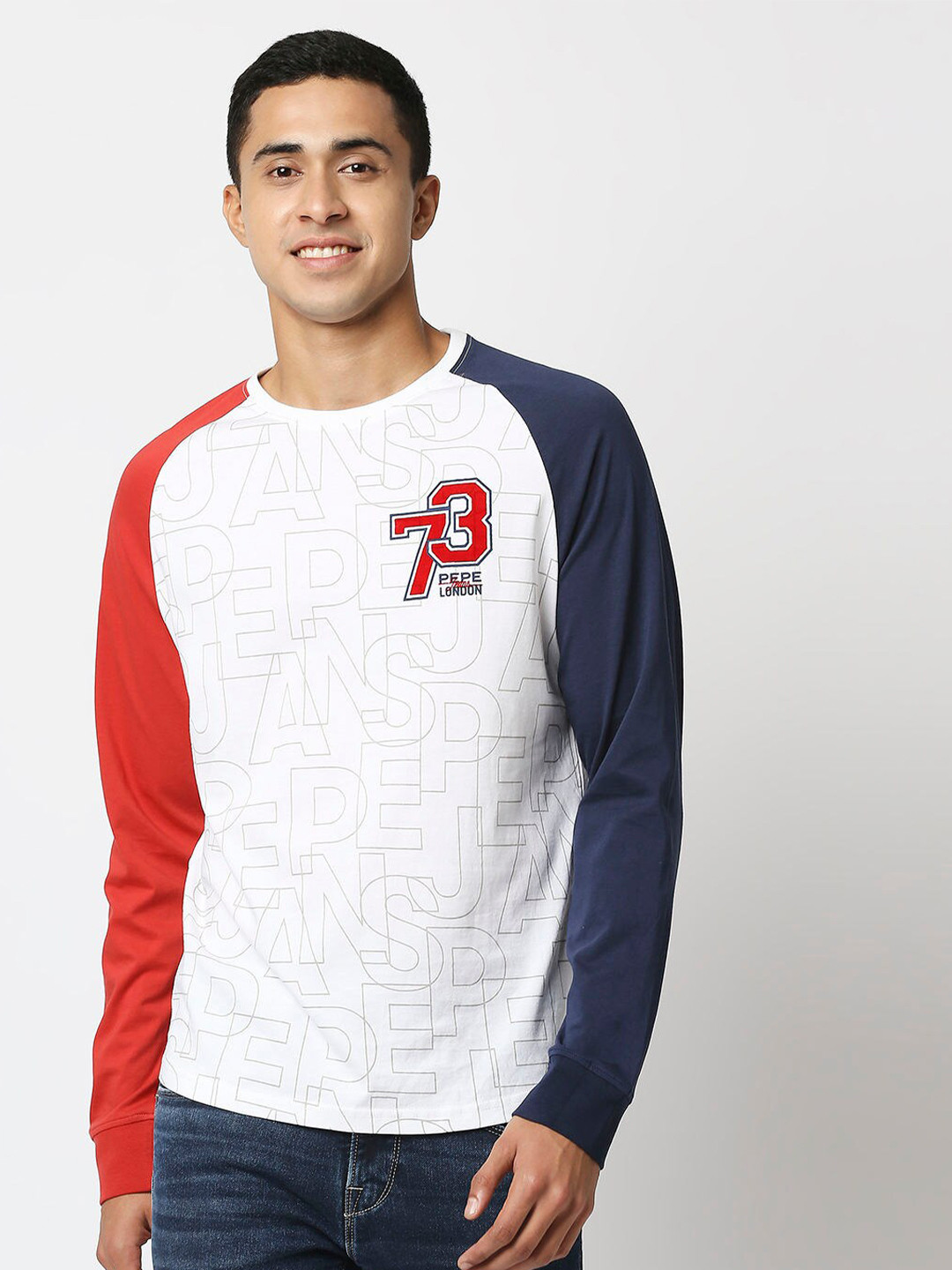 

Pepe Jeans Men White Drop-Shoulder Sleeves Slim Fit T-shirt