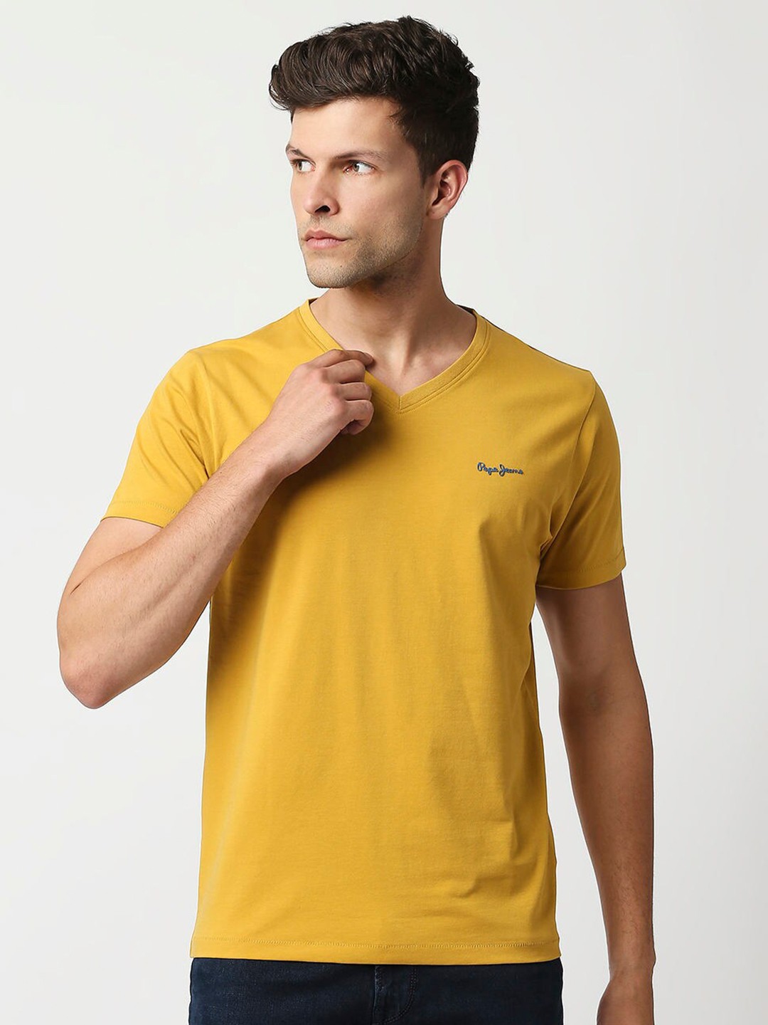 

Pepe Jeans Men Yellow Typography Printed Slim Fit T-shirt