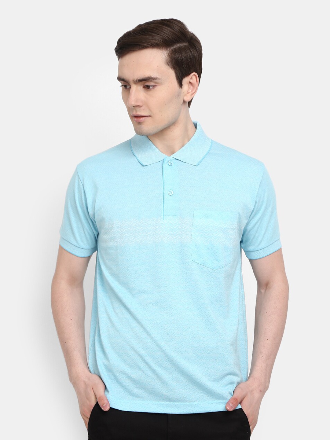 

V-Mart Men Blue Polo Collar Cotton T-shirt