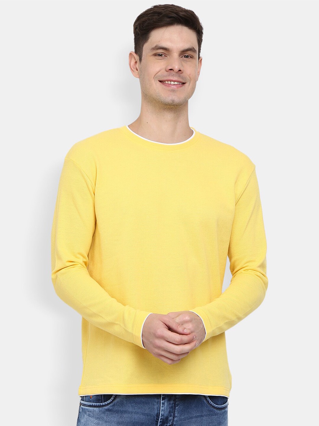 

V-Mart Men Yellow Cotton T-shirt