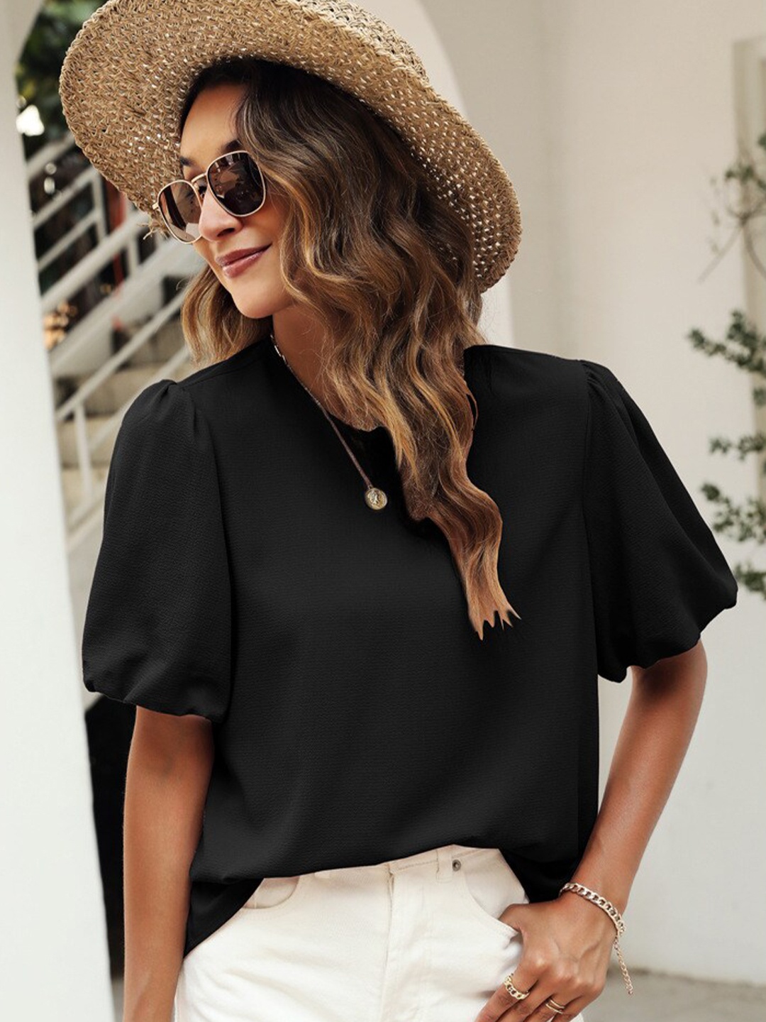 

BoStreet Black Styled Back Top