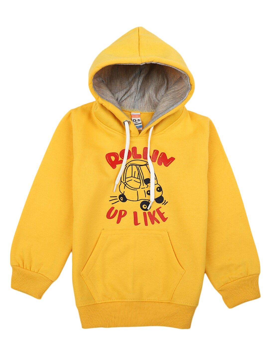 

V-Mart Boys Yellow Printed Hooded Pullover Sweatshirt