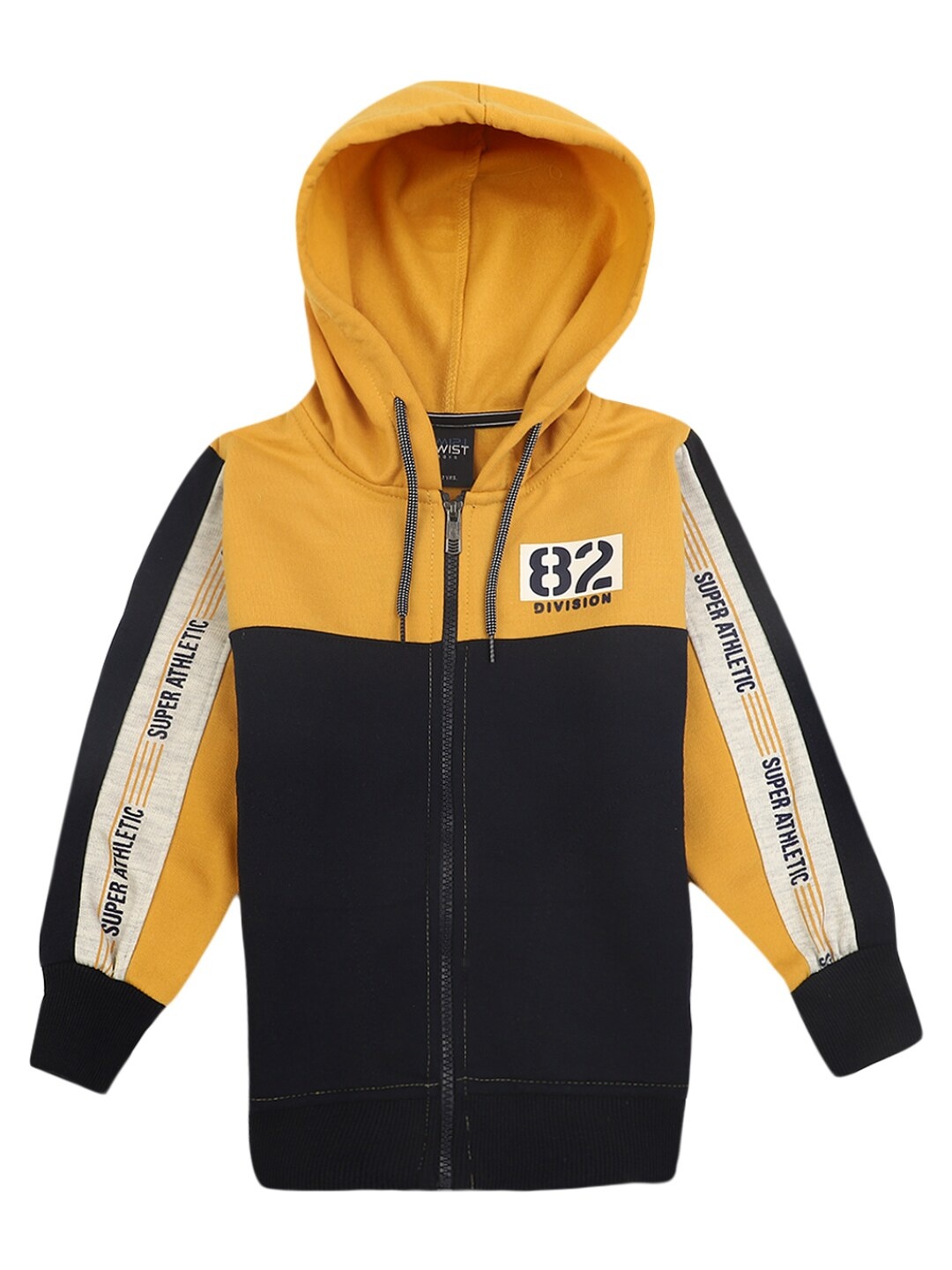 

V-Mart Kids Boys Mustard Hooded Front Open Sweatshirt