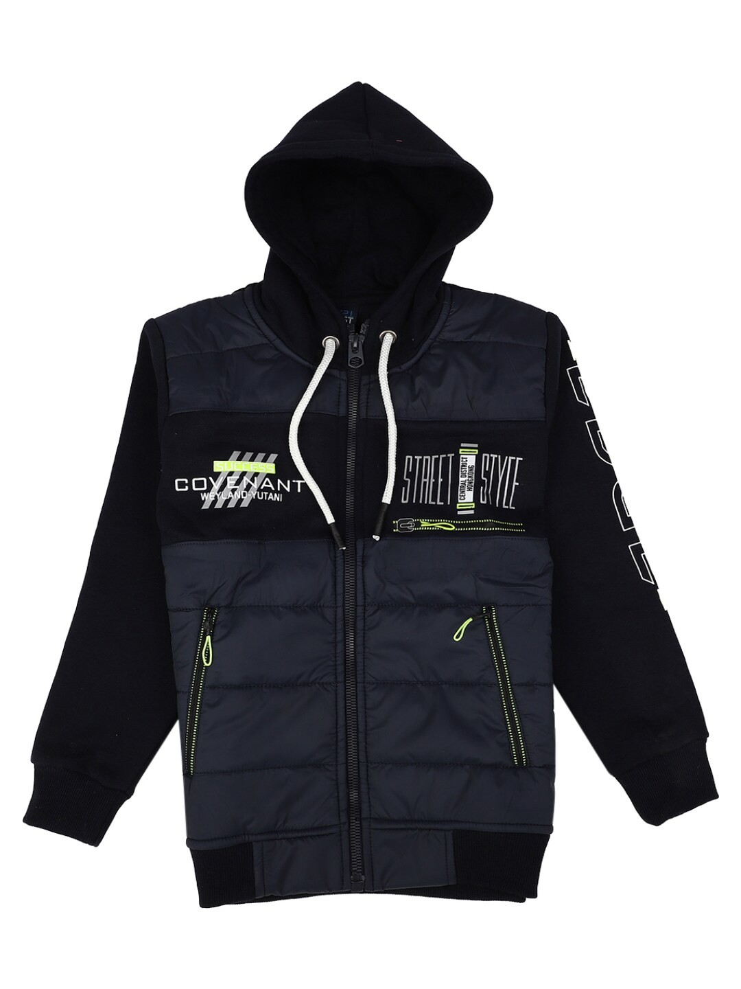 

V-Mart Boys Navy Blue Printed Hooded Sweatshirt
