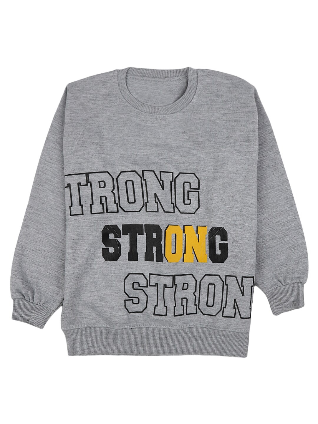 

V-Mart Boys Grey Melange Typography Printed Applique T-shirt