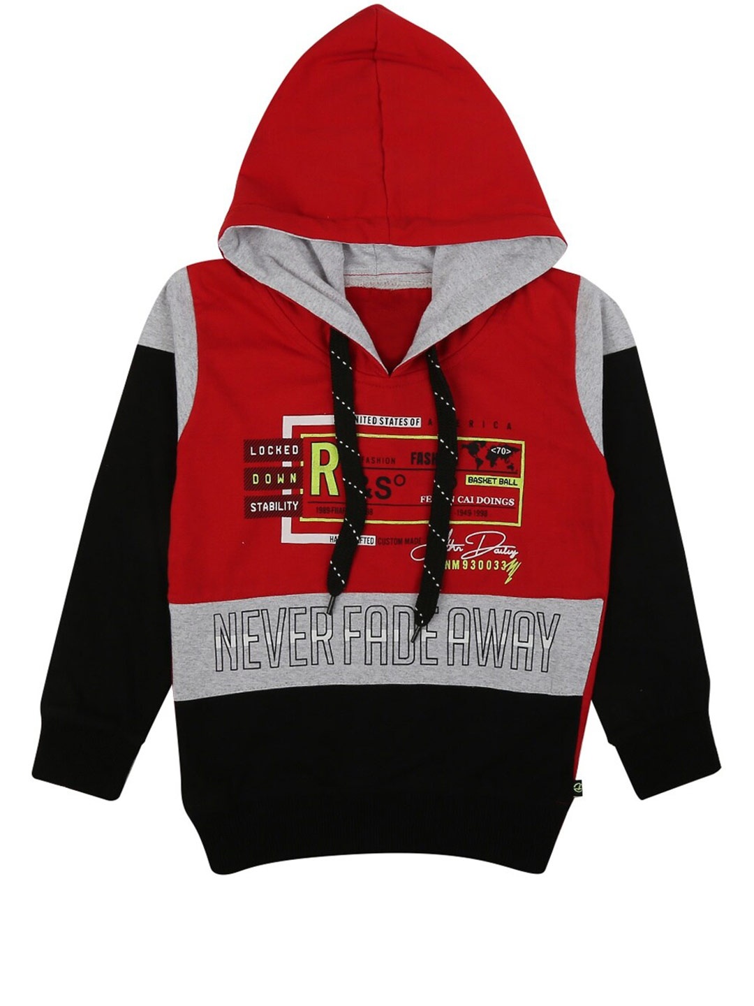 

V-Mart Boys Red Printed Hooded Pullover Sweatshirt