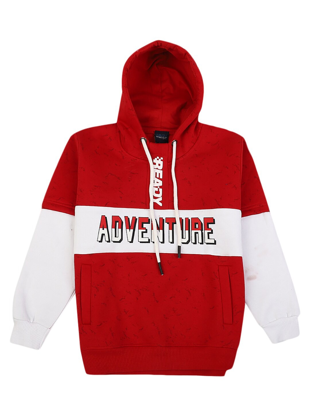 

V-Mart Boys Red Printed Hooded Sweatshirt
