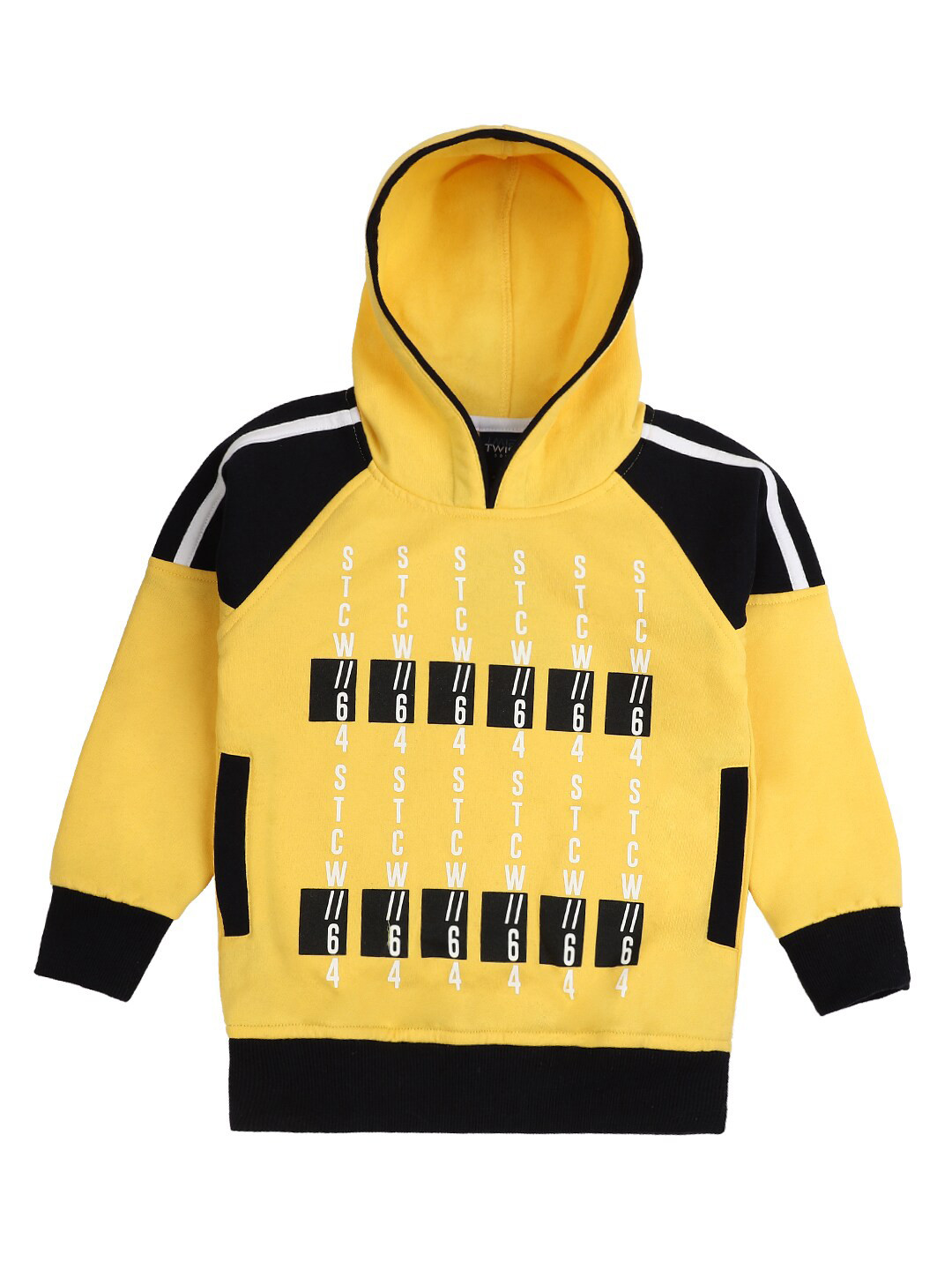 

V-Mart Boys Yellow Printed Hooded Sweatshirt