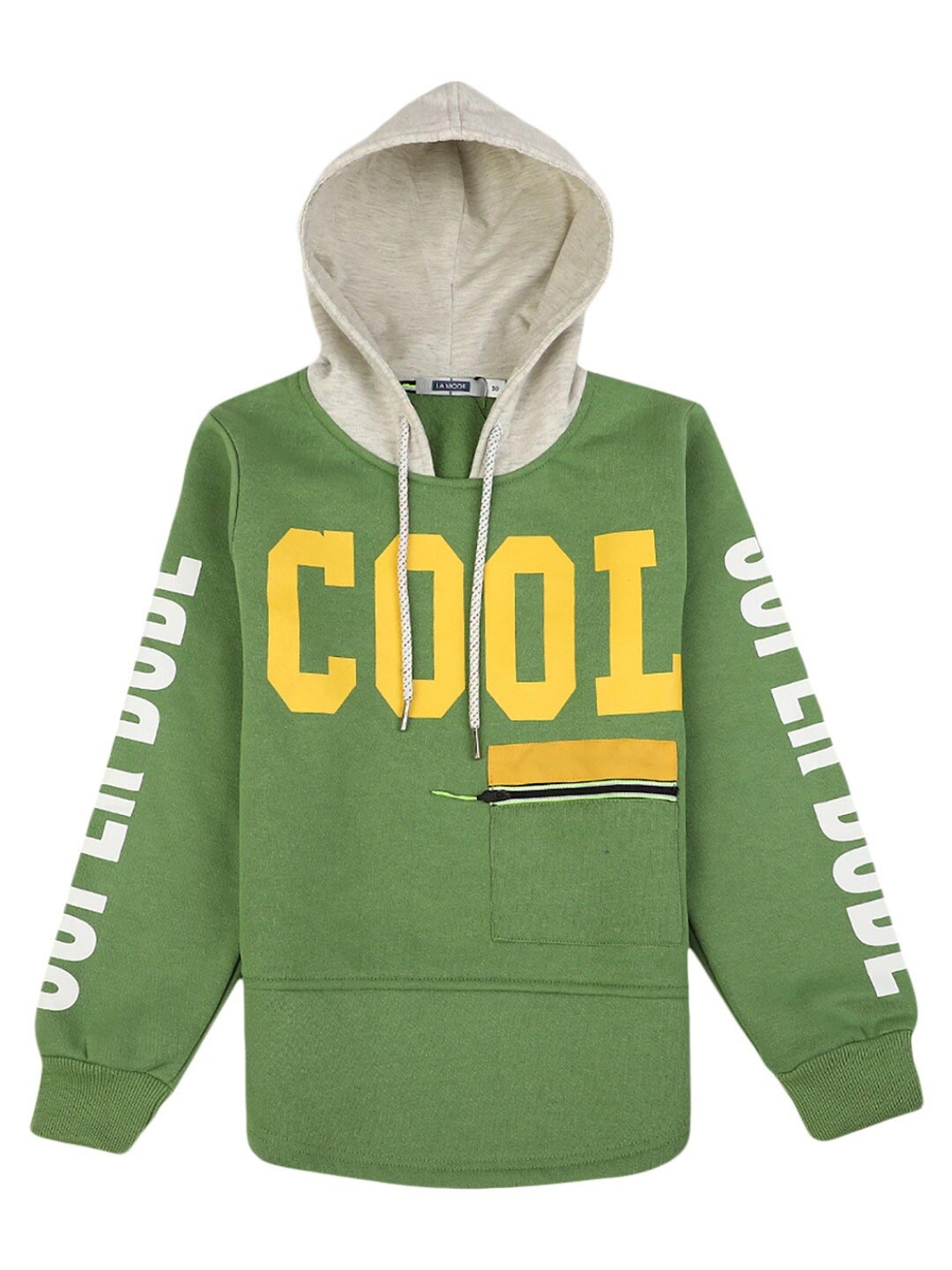 

V-Mart Boys Olive Green Printed Hooded Sweatshirt