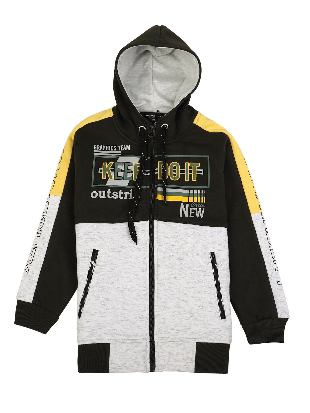 

V-Mart Boys Black Printed Hooded Sweatshirt