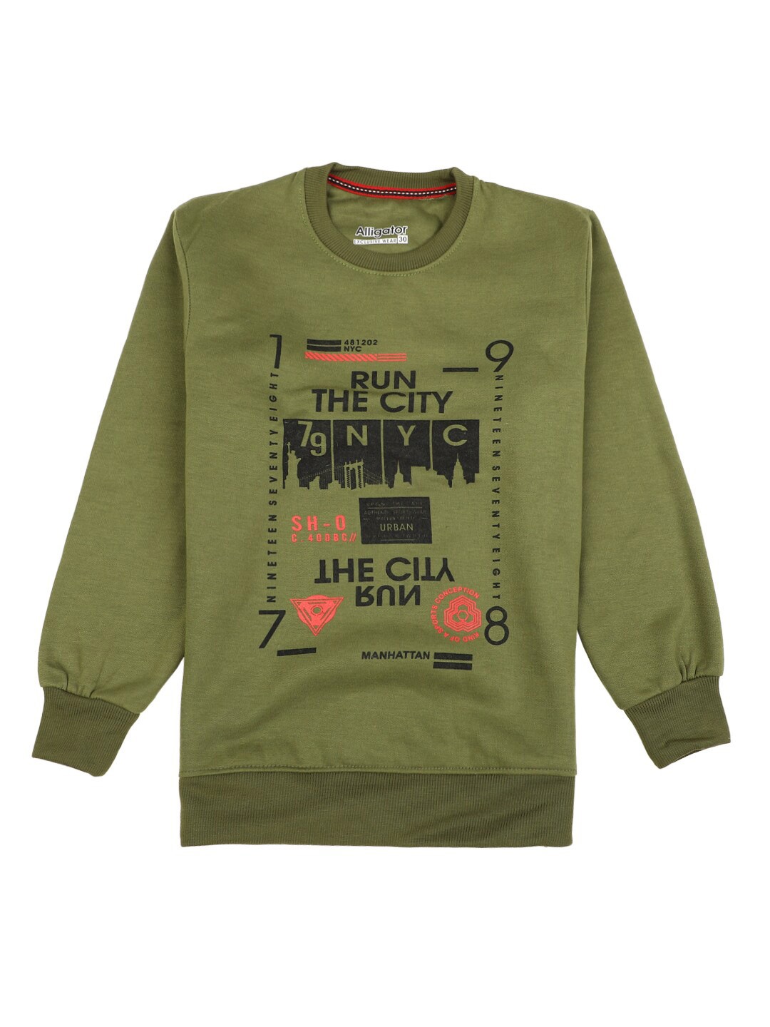 

V-Mart Boys Olive Green Typography Printed T-shirt
