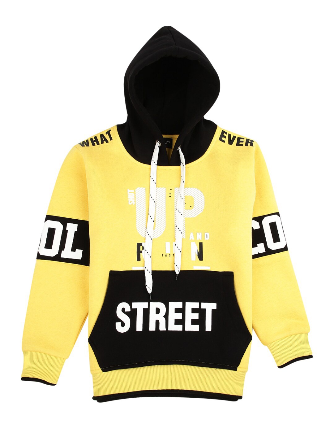 

V-Mart Boys Yellow & Black Typography Printed T-shirt
