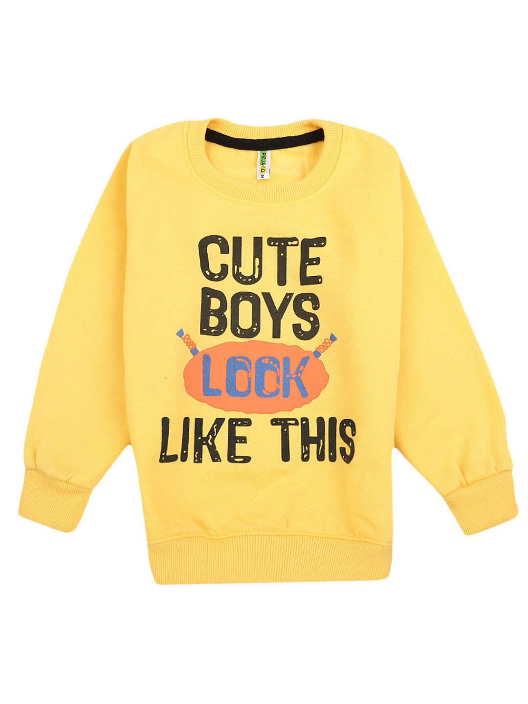 

V-Mart Boys Yellow Typography Printed Winter T-shirt