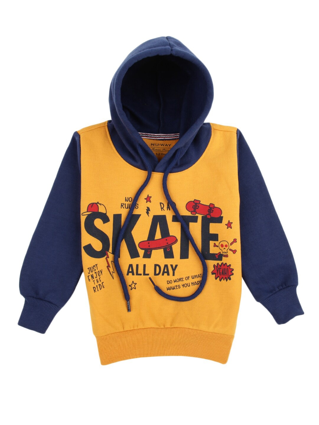 

V-Mart Boys Yellow Typography Printed Winter T-shirt