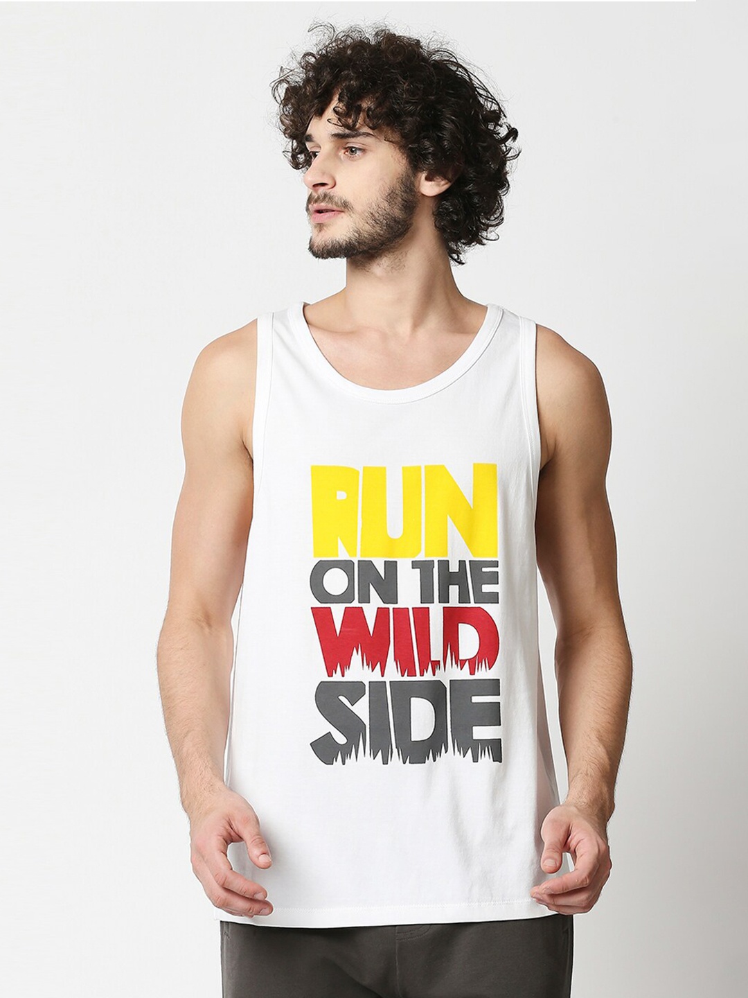 

Blamblack Men White Typography Printed T-shirt
