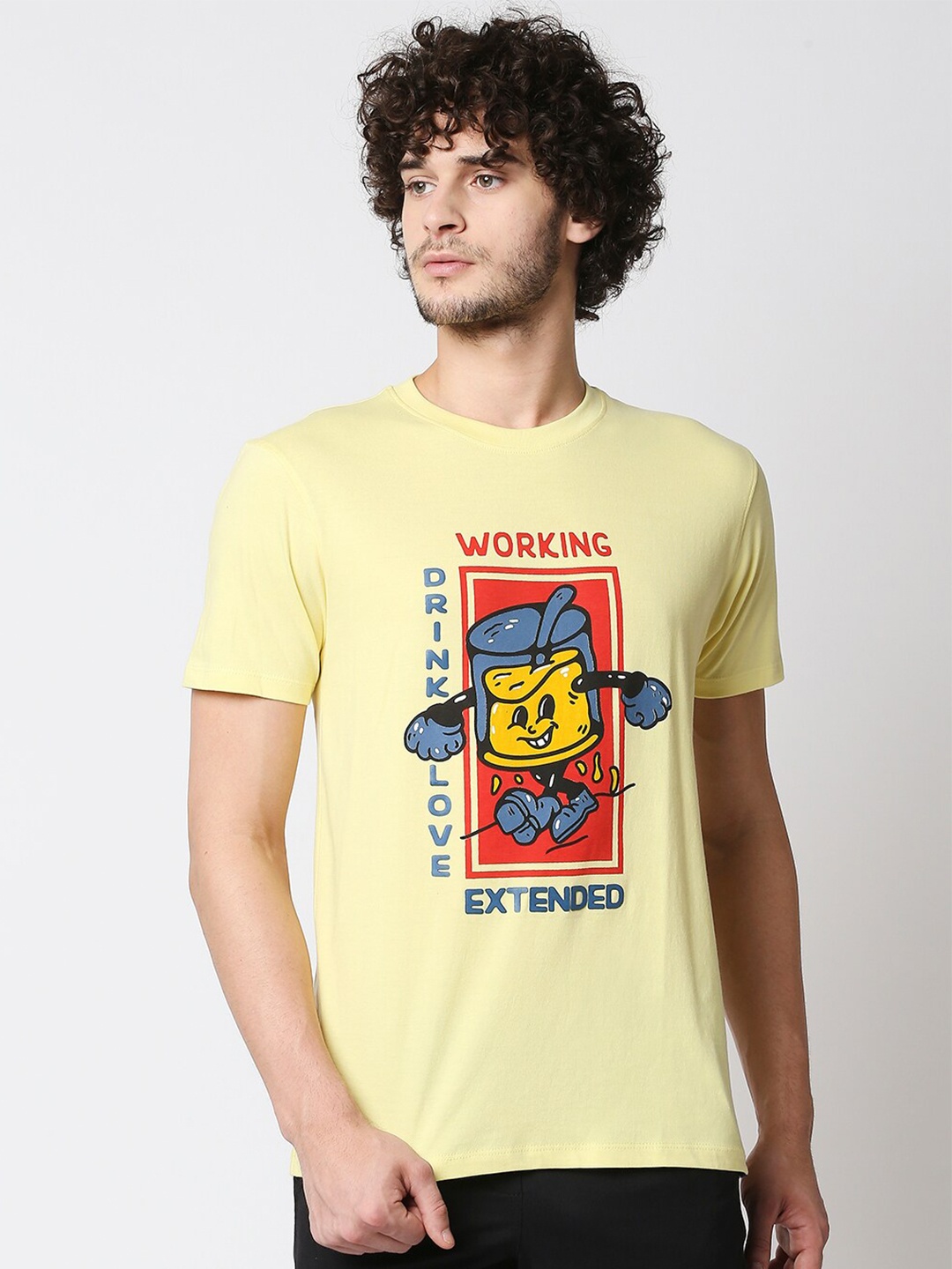 

Blamblack Men Yellow & Red Typography Printed T-shirt
