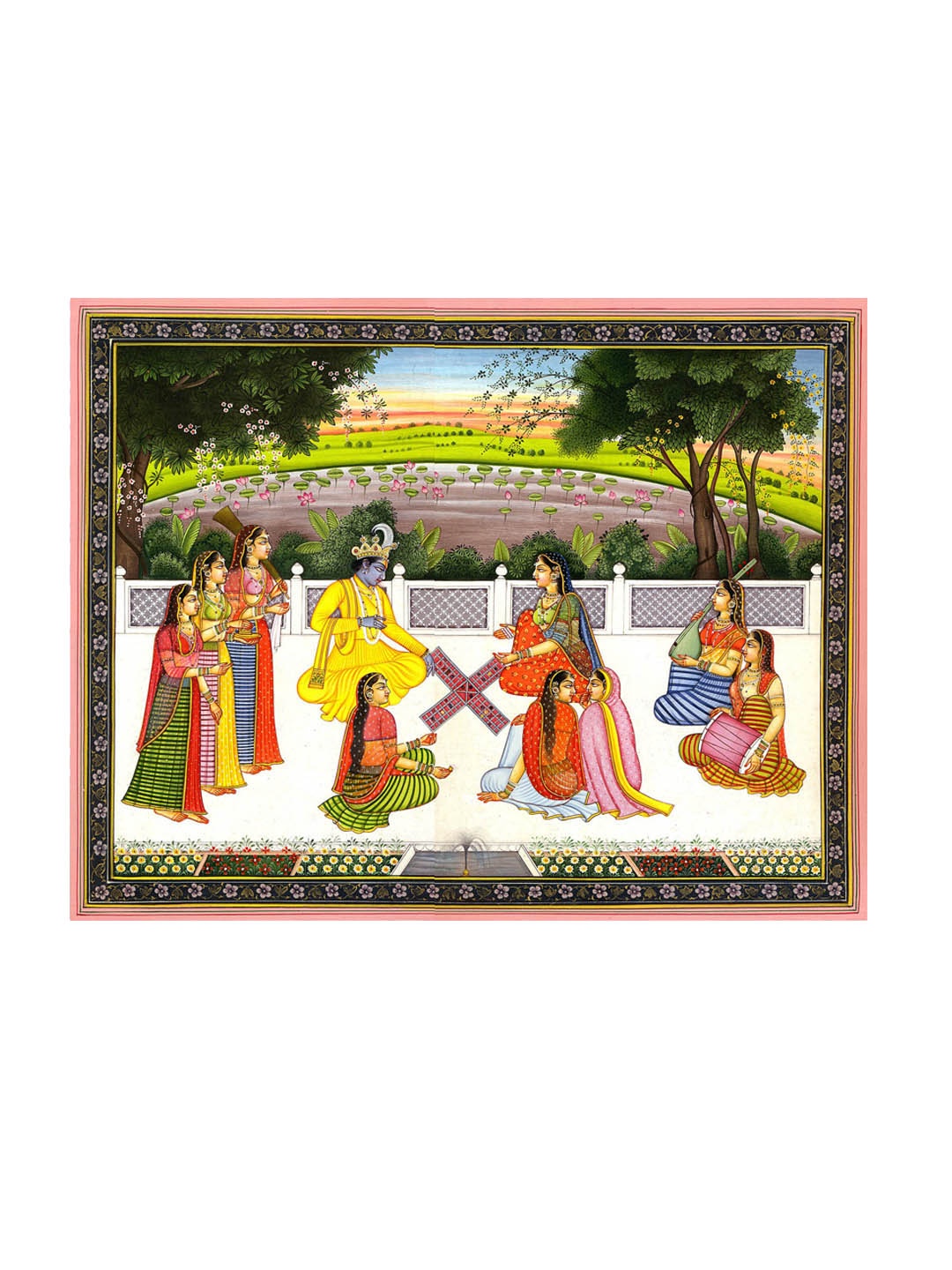 

Exotic India Radha-Krishna Playing the Game of Chaupara Wall Art, Multi