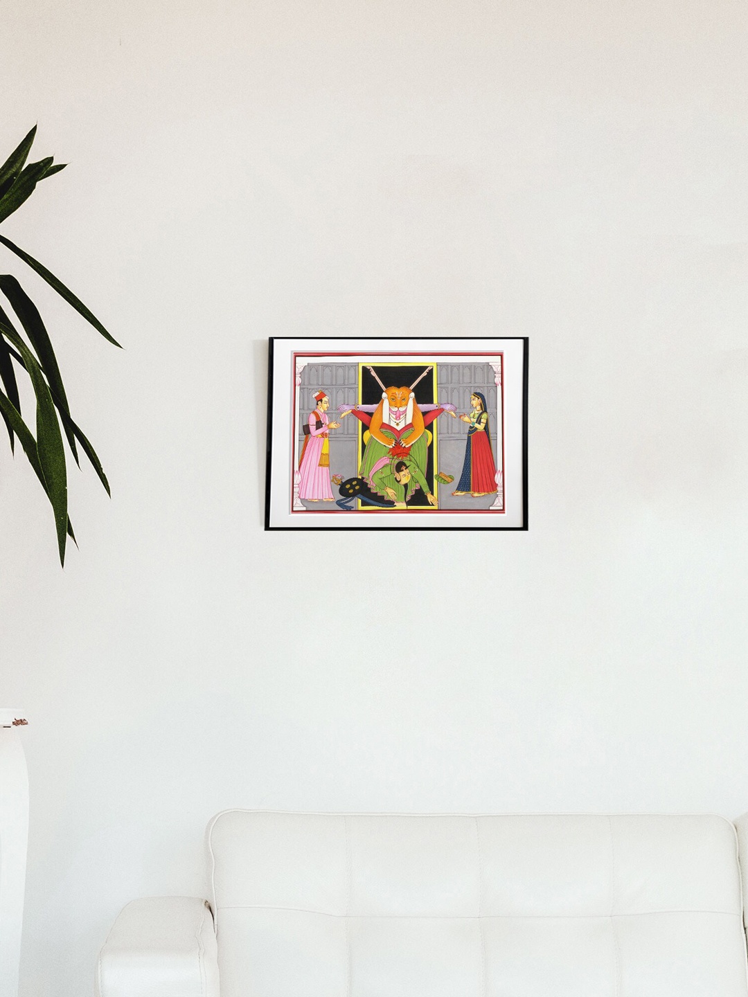 

Exotic India Narasimha Killing The Demon Hiranyakashipu Wall Art, Red