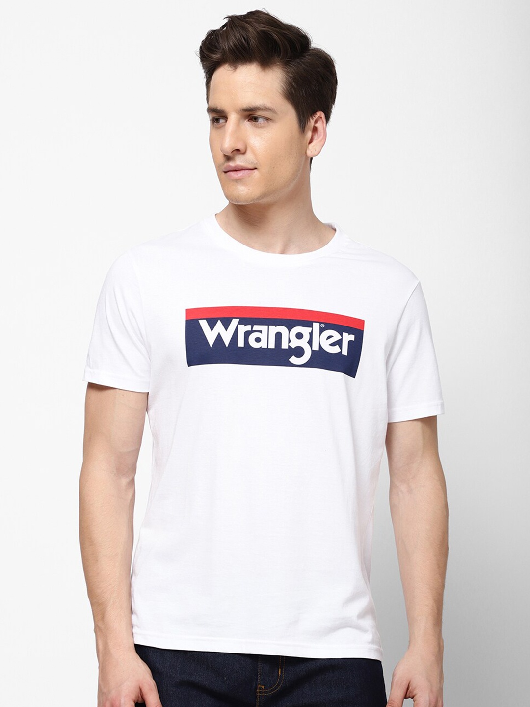 

Wrangler Men White Typography Printed Applique T-shirt