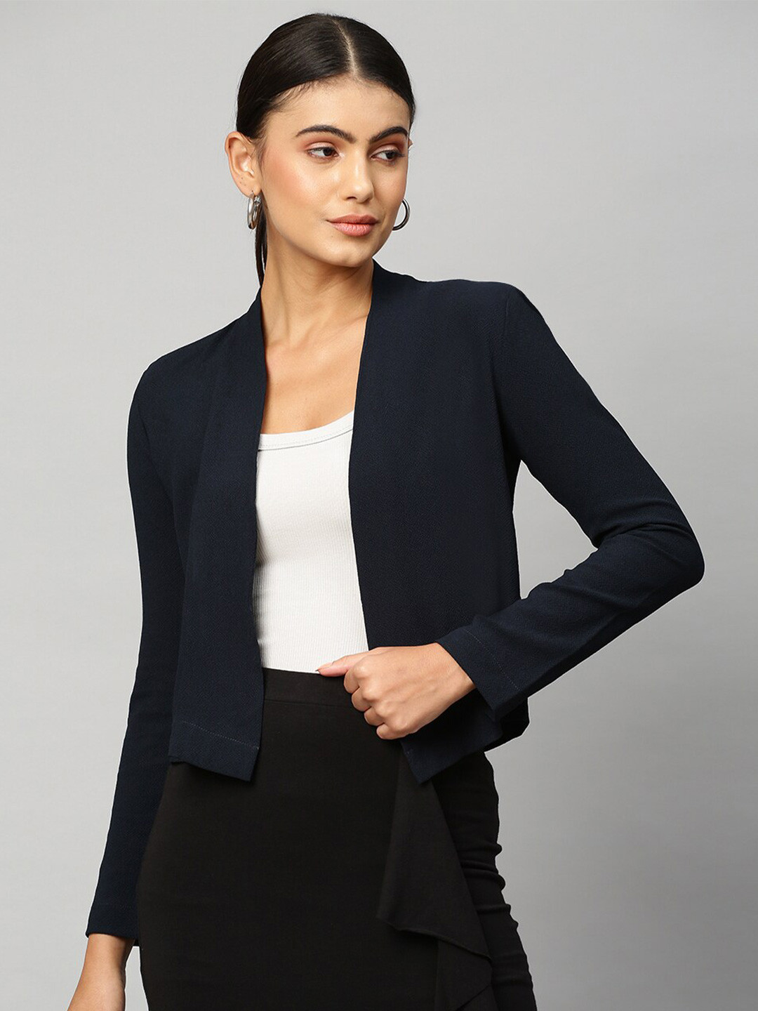 

Chemistry Women Navy Blue Cropped Shrug