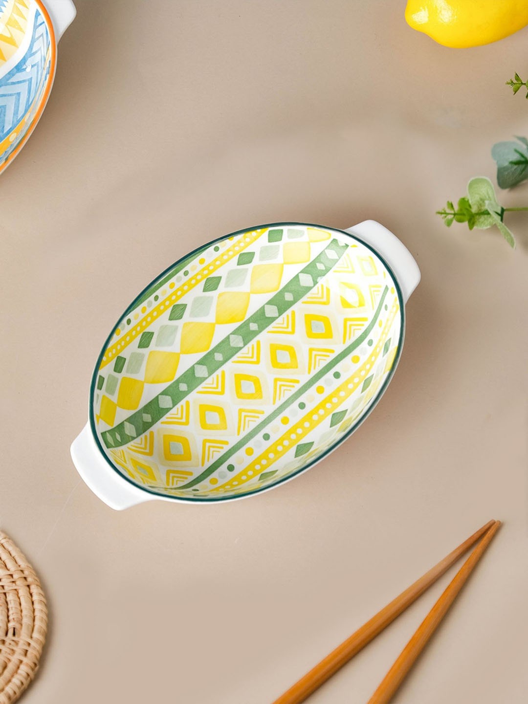 

Nestasia White & Yellow Printed Baking Dish