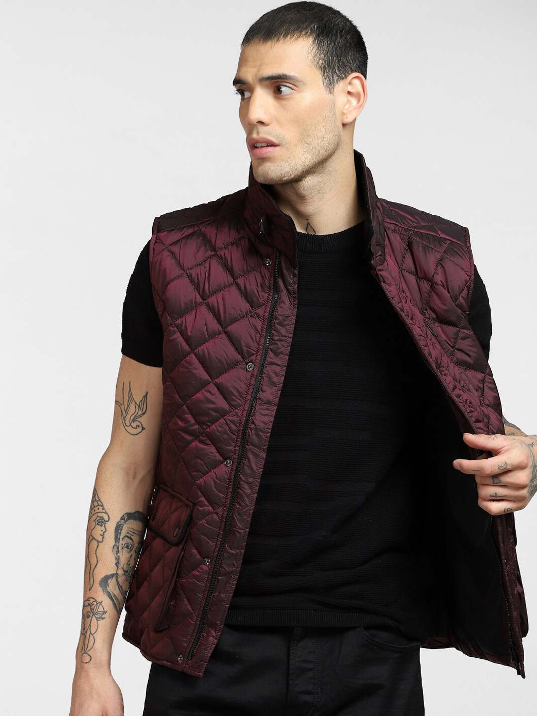 

Jack & Jones Men Purple Quilted Jacket