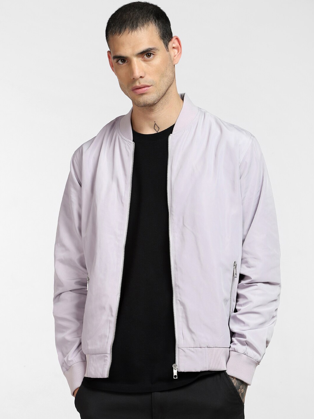 

Jack & Jones Men Grey Bomber Jacket